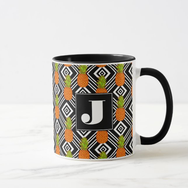 Geometric Pineapples | Monogram Mug (Right)