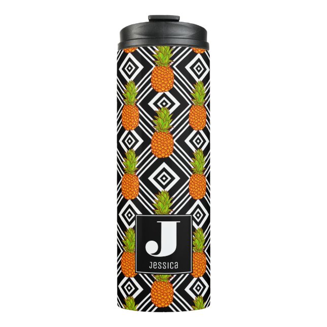 Geometric Pineapples | Monogram Thermal Tumbler (Front)