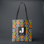 Geometric Pineapples | Monogram Tote Bag<br><div class="desc">Tropical Fruit |Tropical pineapples pattern on a geometric background.  © and ® Bigstock® - All Rights Reserved.</div>