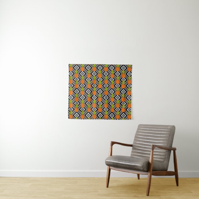 Geometric Pineapples Tapestry (In Situ (Horizontal))
