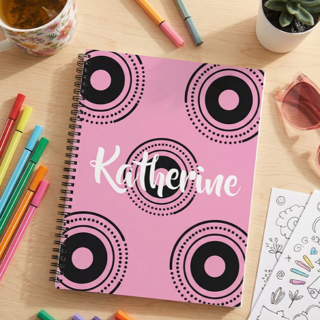 Geometric pink aesthetic Spiral Notebook for her (Creator Uploaded)