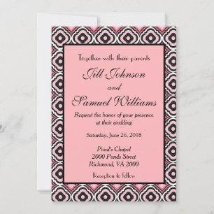 Geometric Pink and Black Modern Wedding Invitation