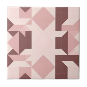 Geometric pink and brown pattern ceramic tile