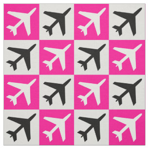 Geometric Pink Aviation Flying Jets Aeroplane Fabric