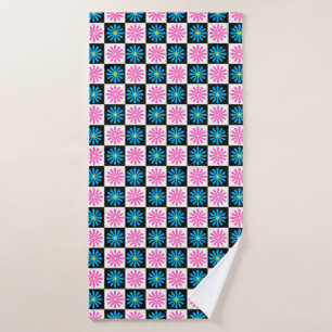 Geometric Pink Blue Floral Pattern   Bath Towel