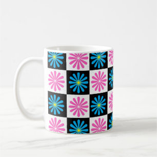 Geometric Pink Blue Floral Pattern   Coffee Mug