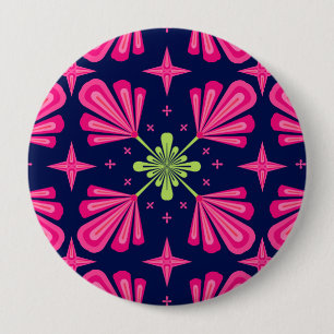 Geometric Pink Floral Petals Abstract pattern 10 Cm Round Badge