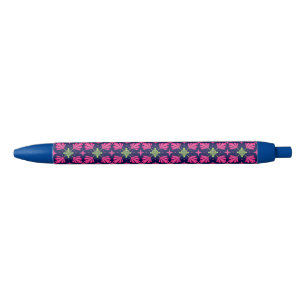 Geometric Pink Floral Petals Abstract pattern Black Ink Pen