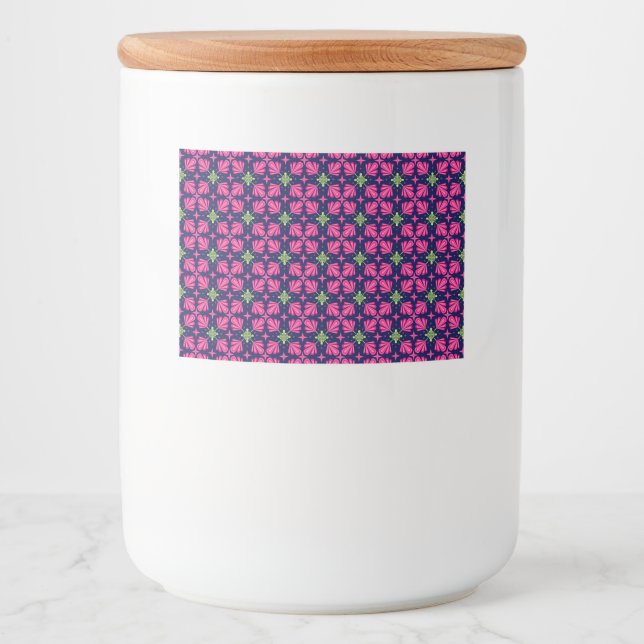 Geometric Pink Floral Petals Abstract pattern Food Label (Front)