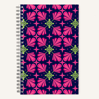 Geometric Pink Floral Petals Abstract pattern Notebook