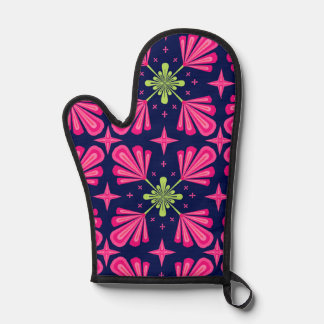 Geometric Pink Floral Petals Abstract pattern Oven Mitt