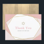 Geometric Pink & Gold Bat Mitzvah Thank You Card<br><div class="desc">This modern and chic Bat Mitzvah flat thank you card features a white background with faux gold geometric frames in pink. The reverse side features a faux gold background. Change the background colour and personalise it for your needs. You can find matching products at my store.</div>