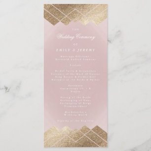 Geometric Pink Gold Gatsby Wedding Program