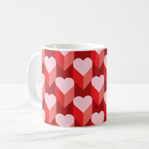 Geometric Pink Hearts Coffee Mug