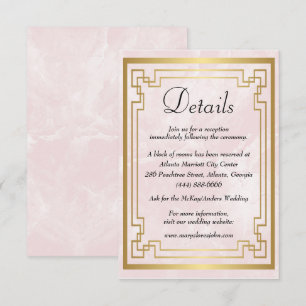 Geometric Pink Marble Wedding Details Enclosure Card