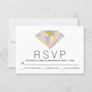 Geometric pink, mint jewel wedding RSVP card