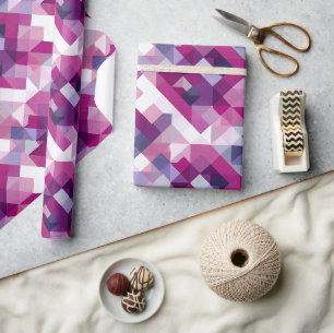 Geometric Pink Purple Grid Abstract Pattern Wrapping Paper