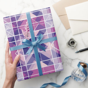 Geometric Pink Purple Grid Abstract Pattern Wrapping Paper