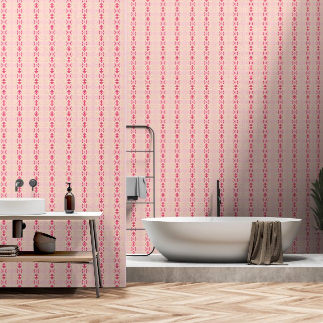 geometric pink wallpaper (Bathroom)