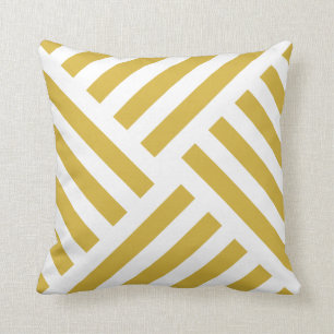 Geometric Pinwheel Stripe in Mustard Yellow Cushion