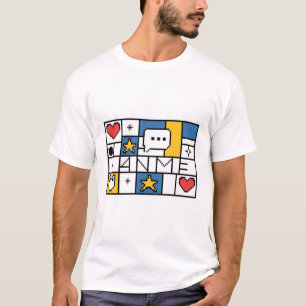 Geometric Pixel "Anime" Grid T-Shirt