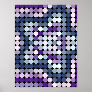 Geometric Pixel Dot Mosaic Abstract Purple Fractal Poster