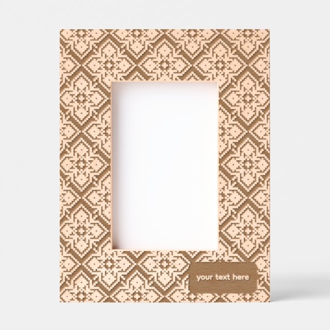 Geometric Pixel Pattern Floral Portrait Size  Etched Frames (Front)