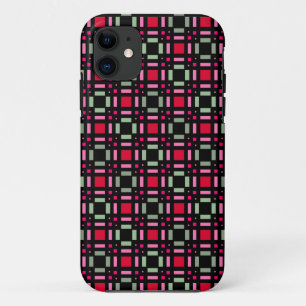 Geometric plaid green red black stripes  iPhone 11 case