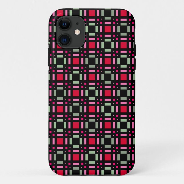 Geometric plaid green red black stripes  Case-Mate iPhone case (Back)