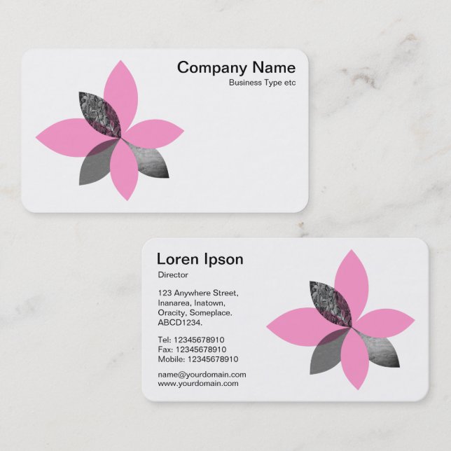 Geometric plant Flower - Pink Business Card (Front/Back)