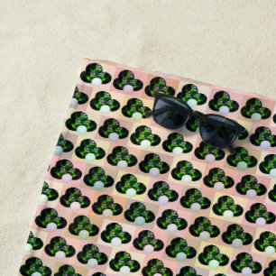 Geometric Play: Checked Lawn Bowls in Block Art Beach Towel