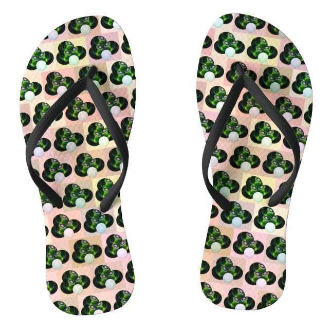 Geometric Play: Checked Lawn Bowls in Block Art Thongs (Footbed)