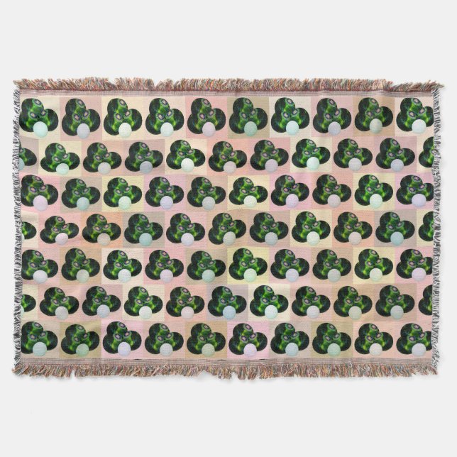 Geometric Play: Checked Lawn Bowls in Block Art Throw Blanket (Front)