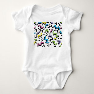 Geometric Play: Doodle Shapes Pattern Baby Bodysuit