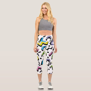 Geometric Play: Doodle Shapes Pattern Capri Leggings