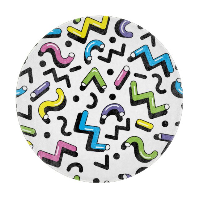 Geometric Play: Doodle Shapes Pattern Cutting Board (Front)
