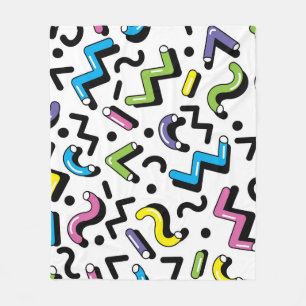 Geometric Play: Doodle Shapes Pattern Fleece Blanket