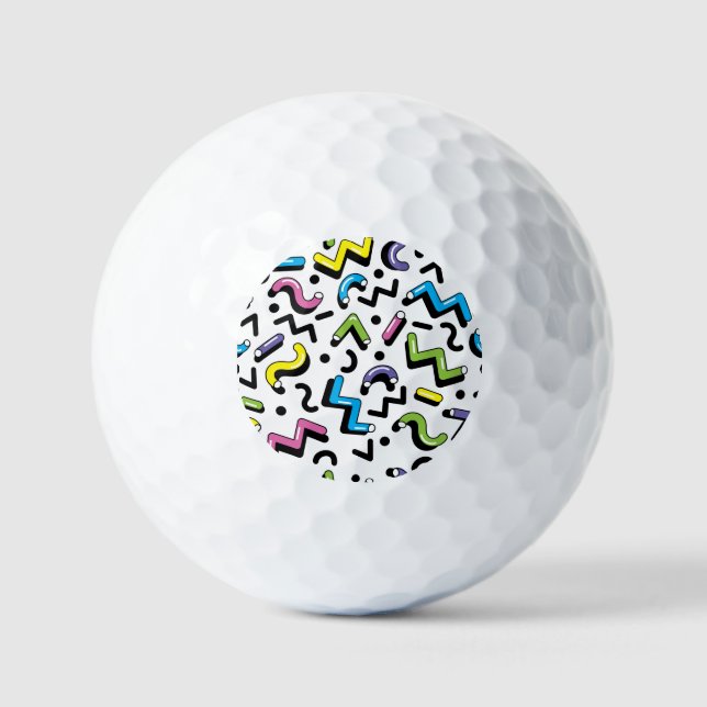 Geometric Play: Doodle Shapes Pattern Golf Balls (Front)