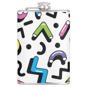 Geometric Play: Doodle Shapes Pattern Hip Flask