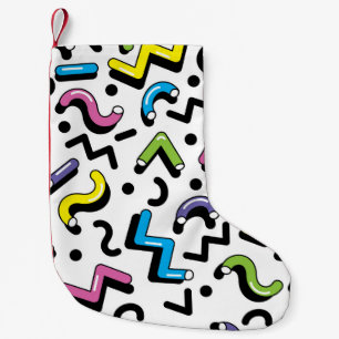 Geometric Play: Doodle Shapes Pattern Small Christmas Stocking