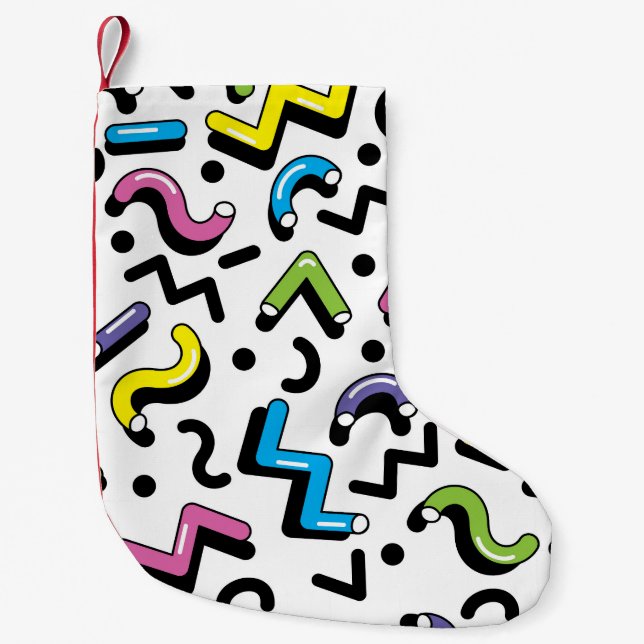 Geometric Play: Doodle Shapes Pattern Small Christmas Stocking (Front)