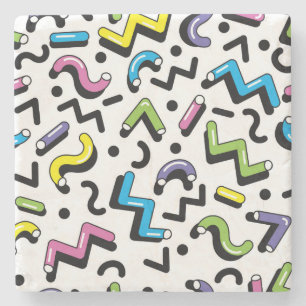 Geometric Play: Doodle Shapes Pattern Stone Coaster