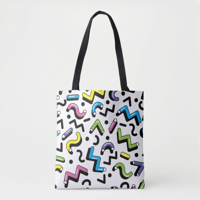 Geometric Play: Doodle Shapes Pattern Tote Bag (Front)