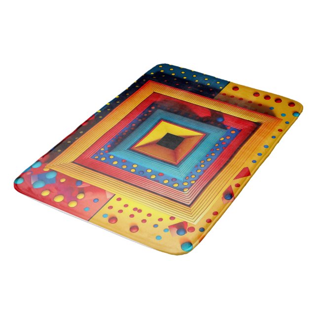 Geometric Playbox: 3D Pop Art Primary Colours  Bath Mat (Angled)