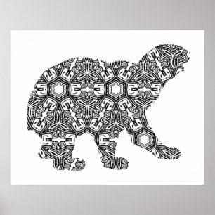 Geometric Polar Bear Art Adult Colouring Page Poster