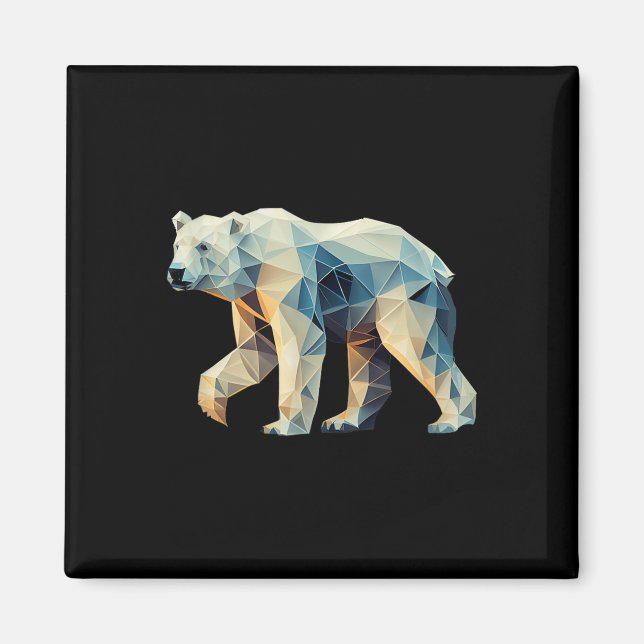 Geometric Polar Bear - Geometry Motif - Environmen Magnet (Front)