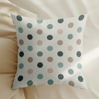Geometric polka dot pattern in blue and pink tones cushion