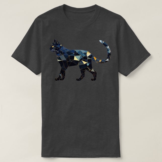 Geometric Polygonal Triangles Pattern Cat Gifts Fu T-Shirt (Design Front)