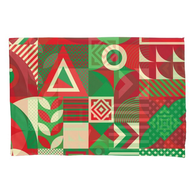 Geometric Pop: Colourful Abstract Tiles. Pillowcase (Front)