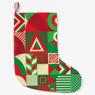 Geometric Pop: Colourful Abstract Tiles. Small Christmas Stocking
